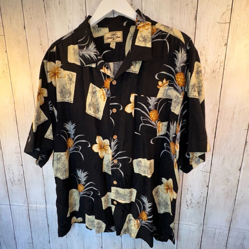 Jamaica Jaxx 100% Silk Hawaiian Shirt Men’s XL Back Floral Beach Casual